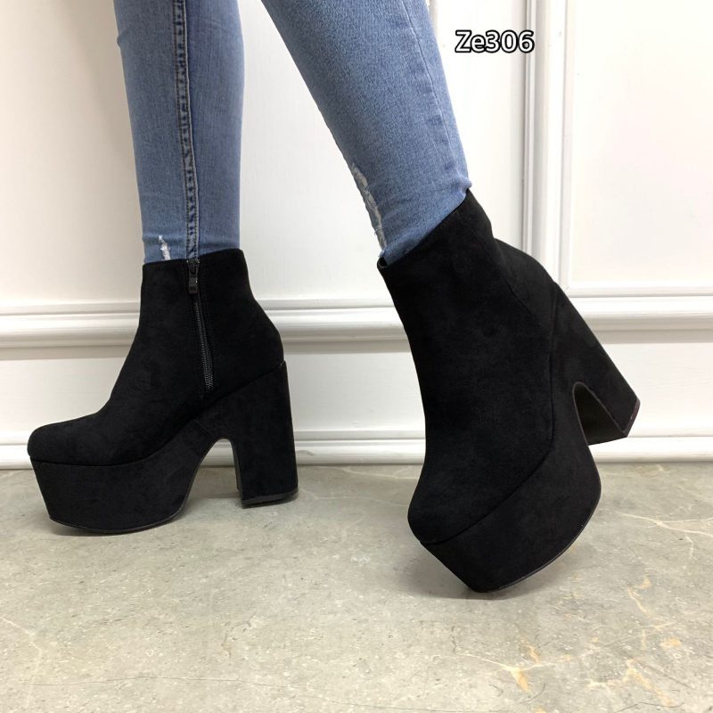 Botin plataforma negro tacon 12cm  XQ-52