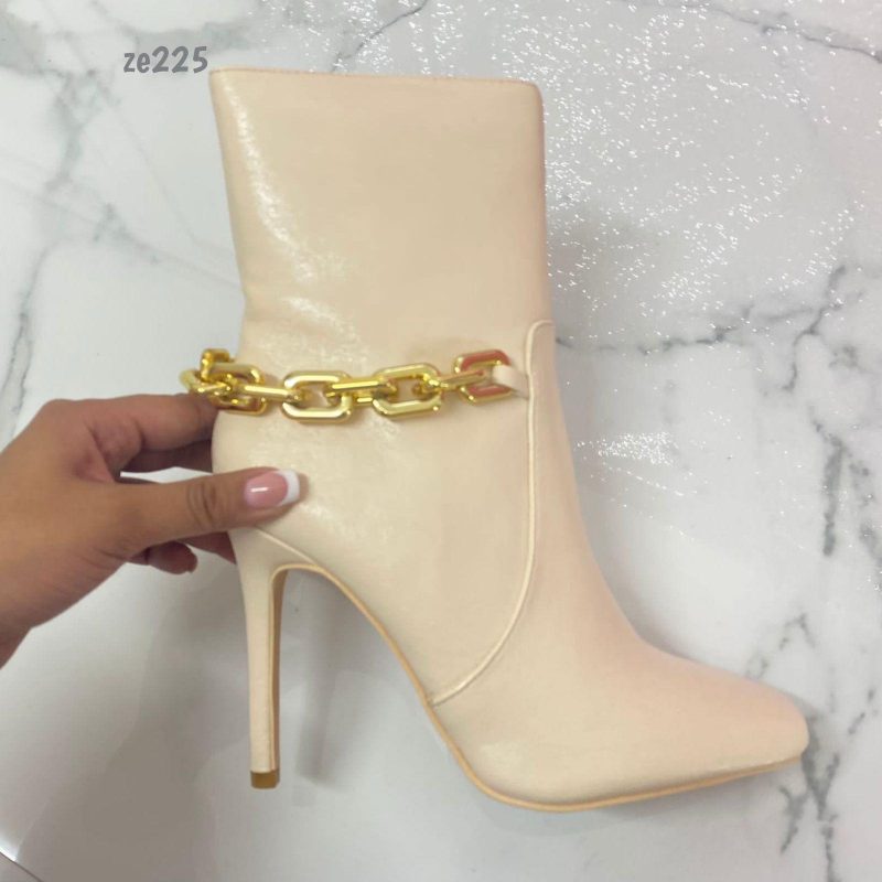 botin beige cadena dorada tacon 10cm JRX2109