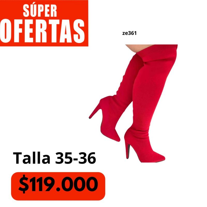 Bota roja caña alta tacón 10cm D7566