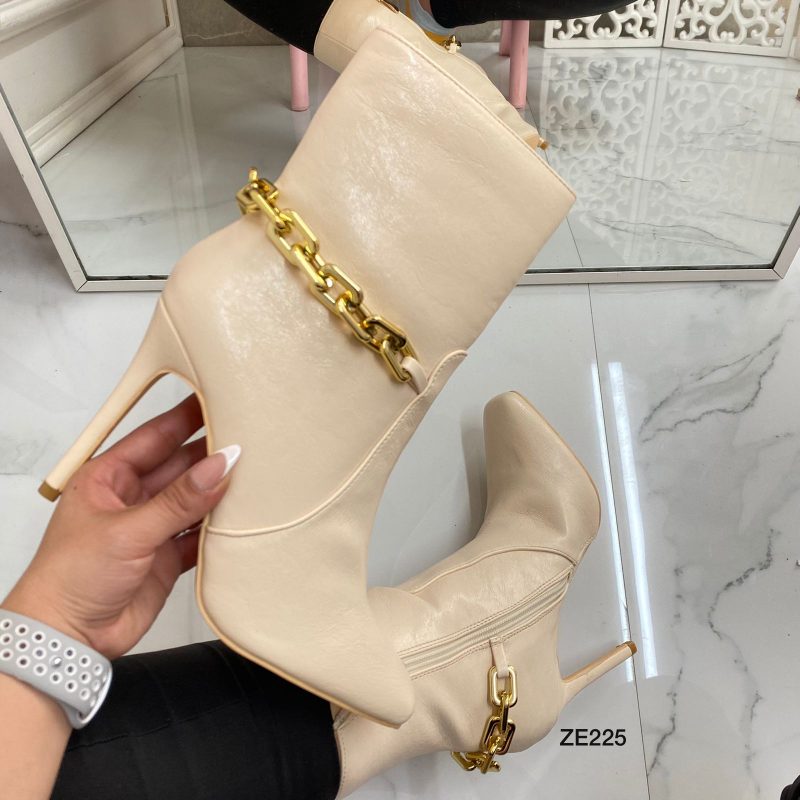 botin beige cadena dorada tacon 10cm JRX2109 - Image 2
