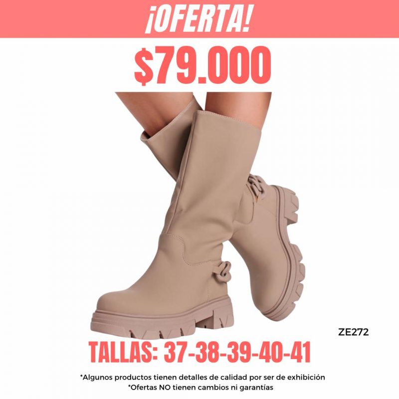 Bota café aplique cadena tacon 4cm  8530A