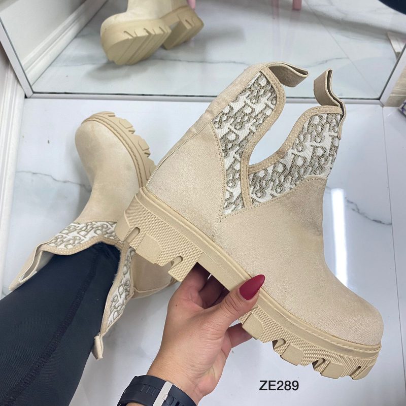 Botin beige detalle letras tacon 4cm  Y2152 - Image 2