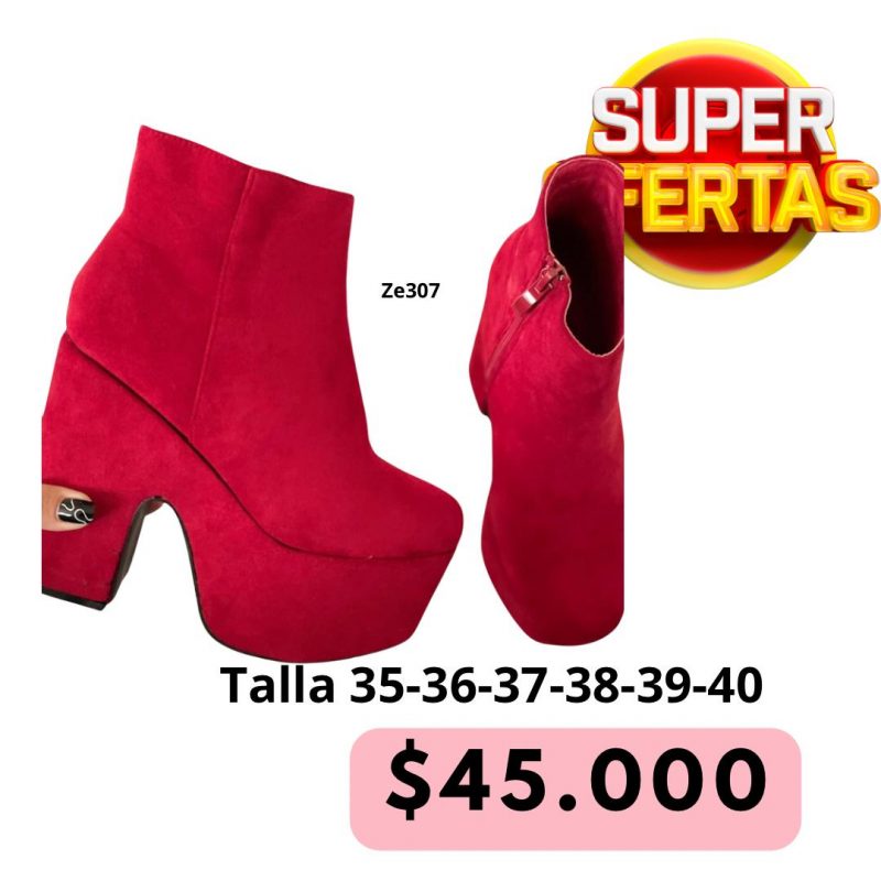 Botin plataforma rojo tacon 12cm  XQ-52