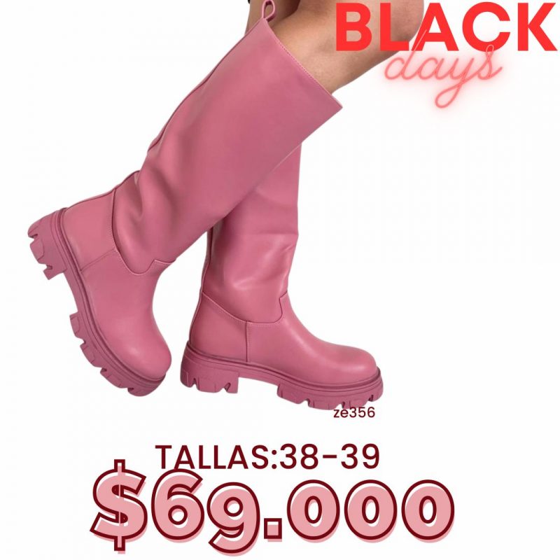 Bota caña larga rosada tacon 3cm  RQ363