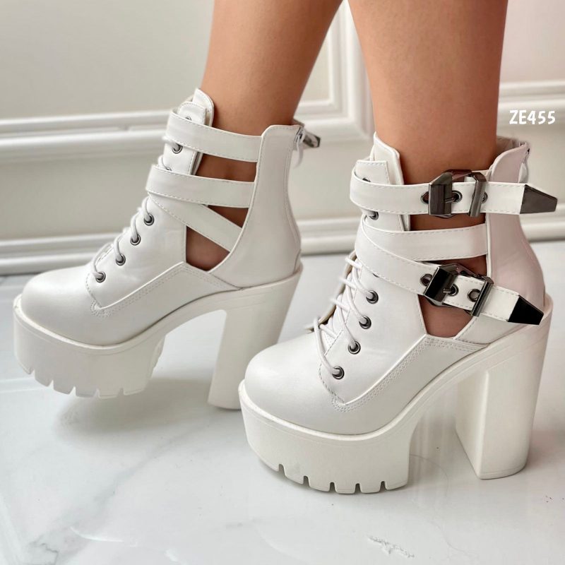 Botin Blanco Hebilla tacon 13Cm 518-1