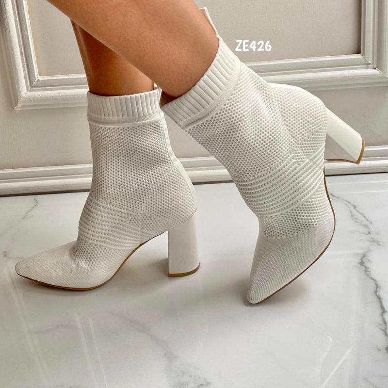 Botin blanco tacon 7cm  MS1118