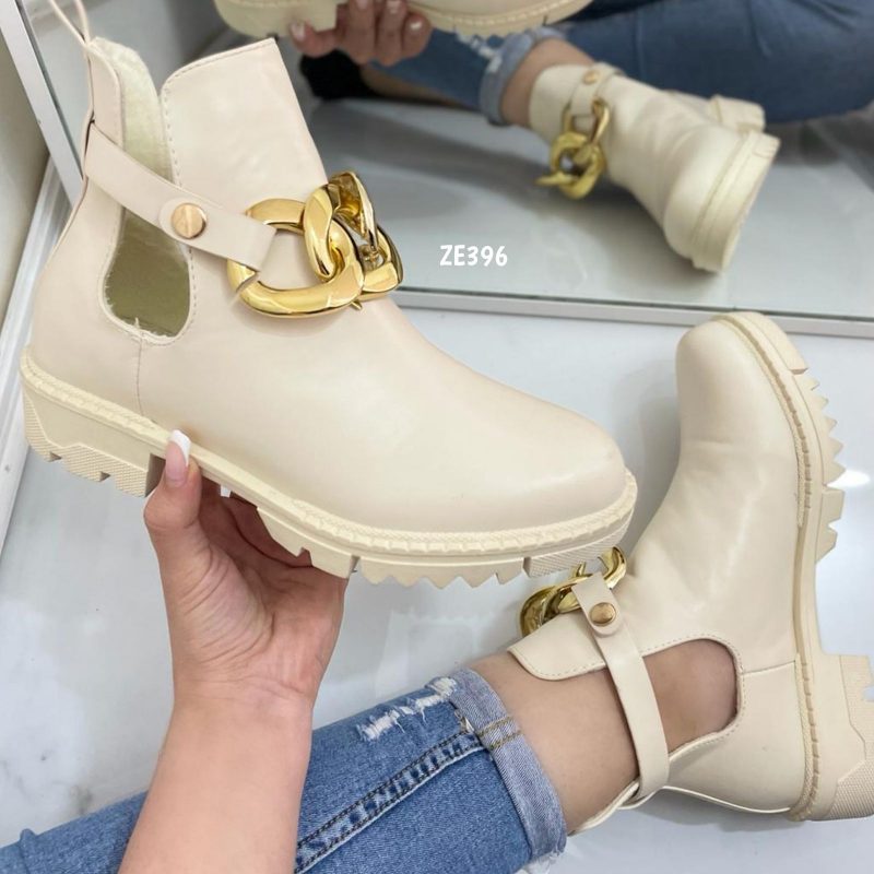 Botin beige apliques dorados suela 3cm  168-36 - Image 2