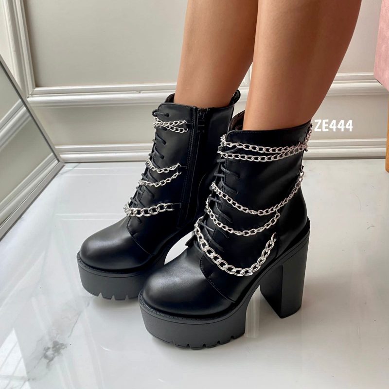 Botin negro cadenas tacon 13Cm 1217-3 - Image 2