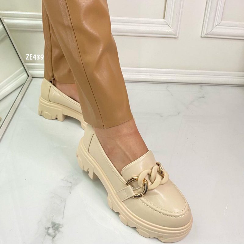 Baleta beige aplique cadena suela 3cm  HB-153 - Image 2