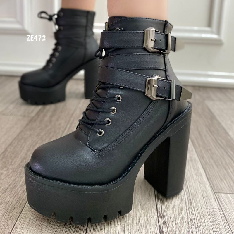 Botin negro correas tacon 11cm  831-13 - Image 3