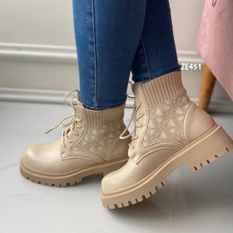 Botin beige suela 3cm  8566 - Image 2