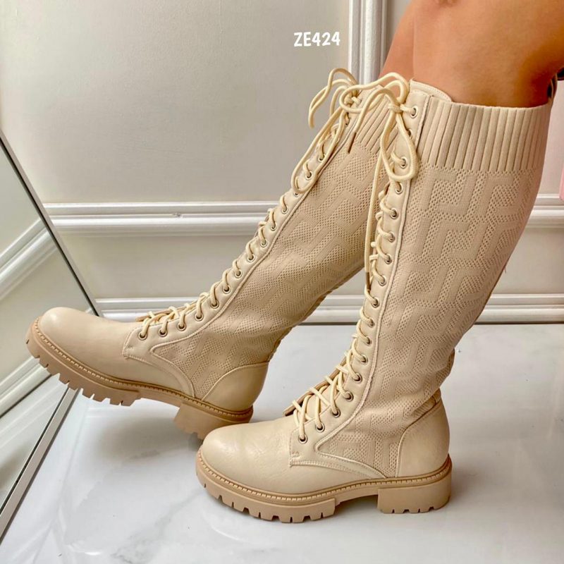 Bota caña larga beige suela 3cm  1939A - Image 2