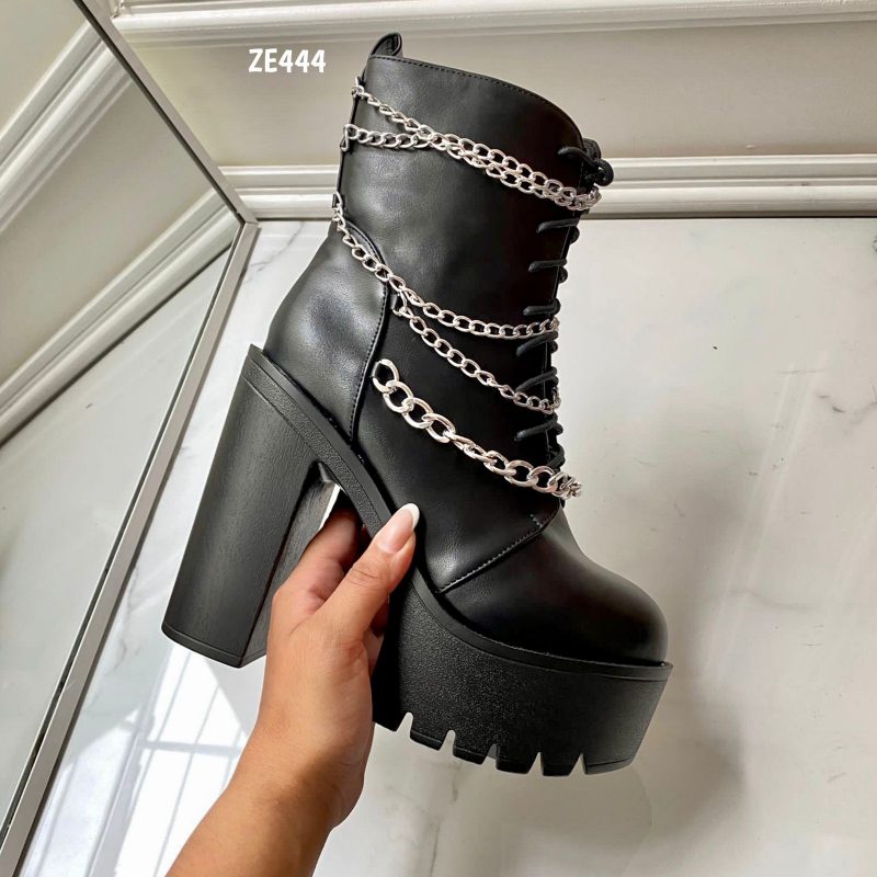 Botin negro cadenas tacon 13Cm 1217-3 - Image 3