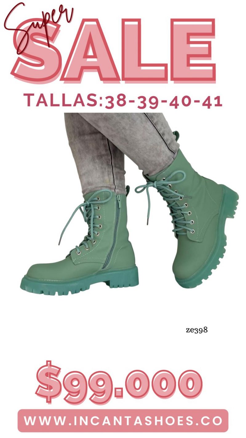 Botin verde suela 3cm  8562A