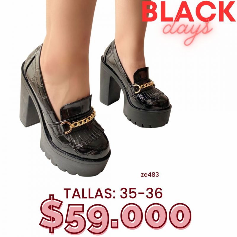 Zapato negro hebilla tacon 12Cm 199-2