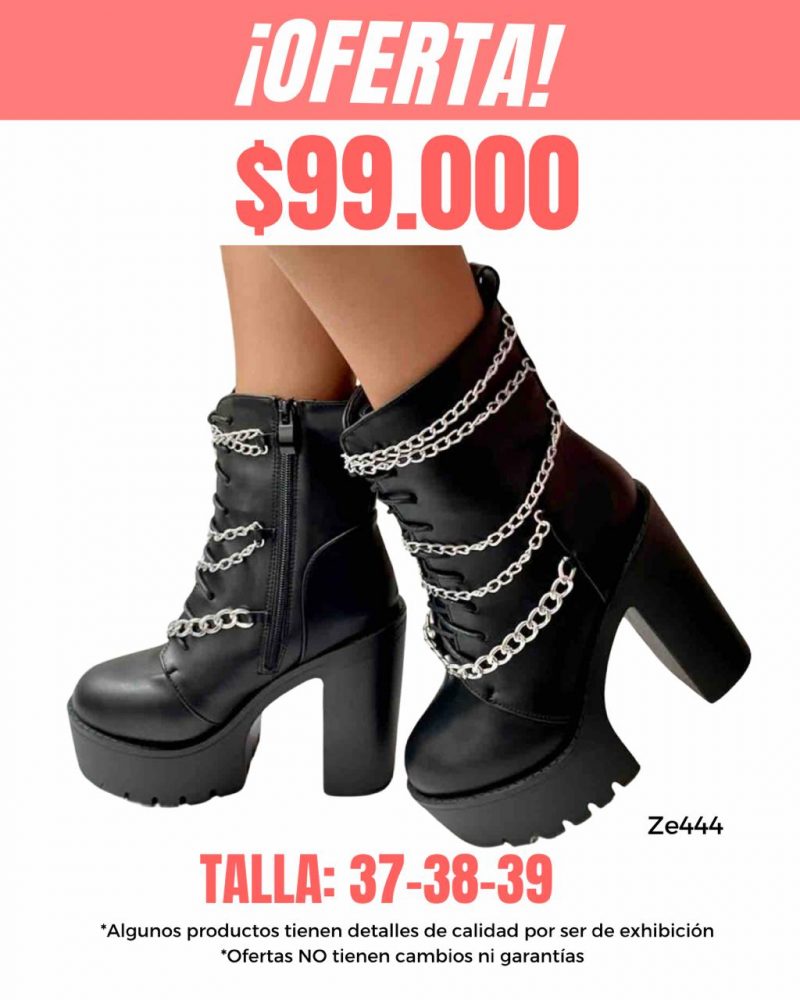Botin negro cadenas tacon 13Cm 1217-3
