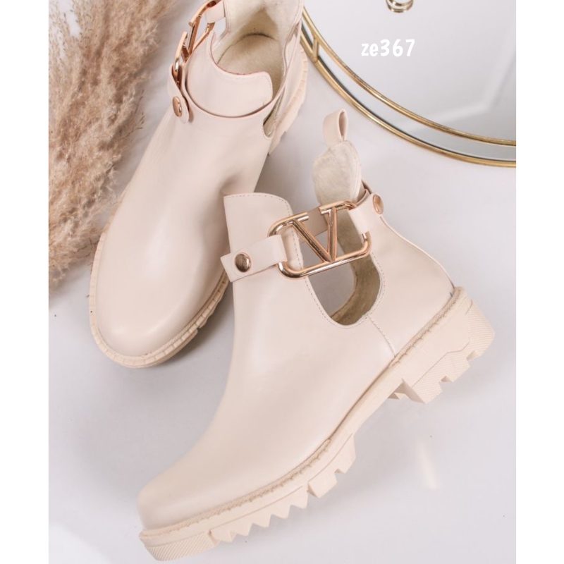 Botin beige aplique dorado suela 3cm  168-36 - Image 2