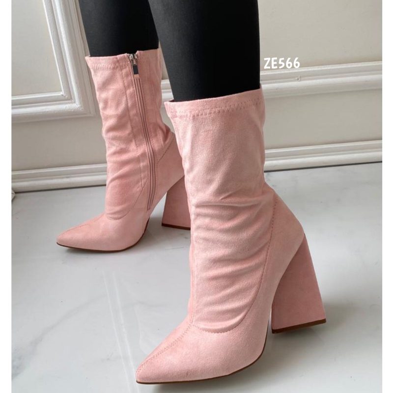 Botin Rosado gamuza tacon 12Cm MS012 - Image 2