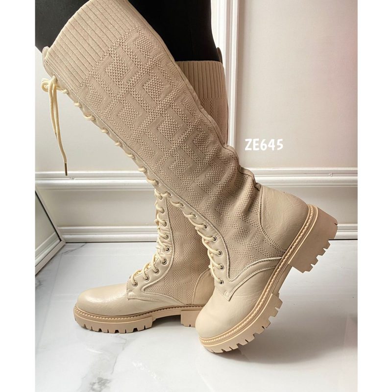 Bota beige caña alta suela 3cm   1939A - Image 2