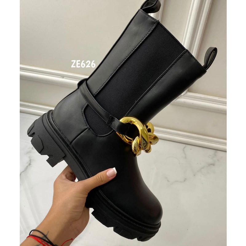 Botin negro  cadena suela 5Cm U9AX90037-6 - Image 3