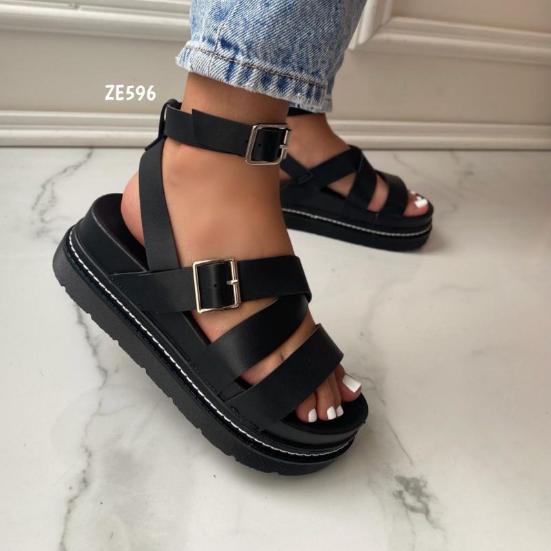 Sandalia negra correas   2250 - Image 2