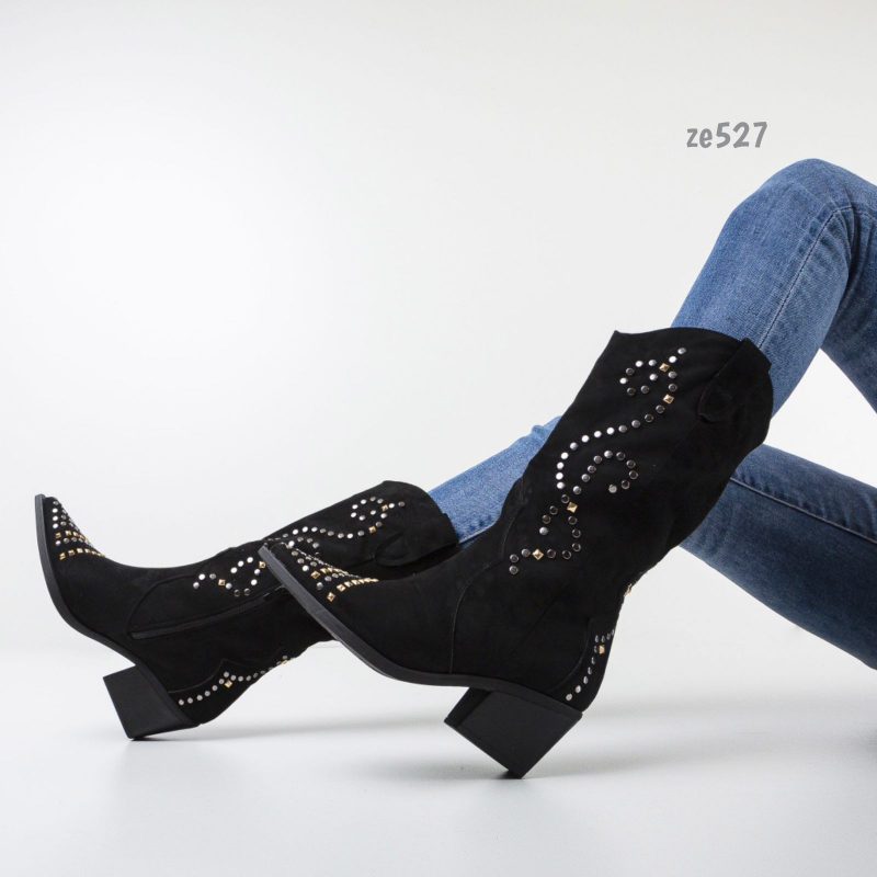 Botin negro texana apliques tacon 5cm  D7732 - Image 3