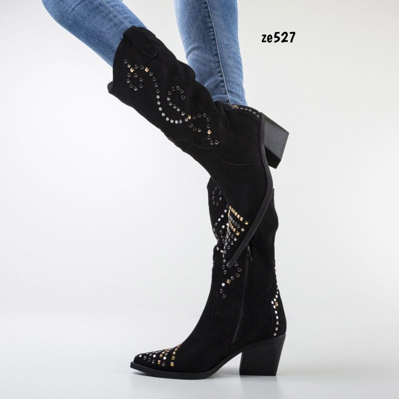 Botin negro texana apliques tacon 5cm  D7732 - Image 2