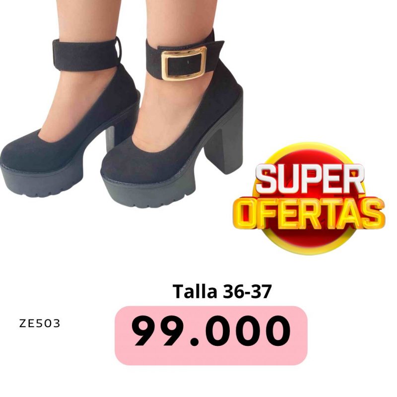 Zapato negro gamuza tacon 12Cm 2119-15