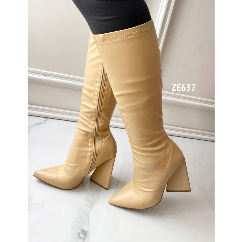 Bota caña larga camel tacon 11CM MS019
