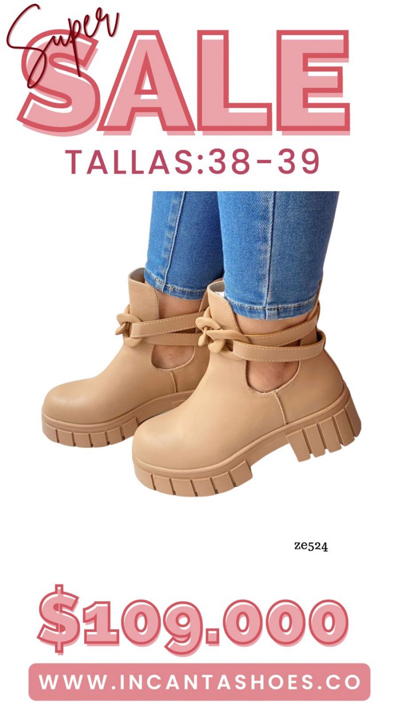 Botin beige suela 3cm  RQ426
