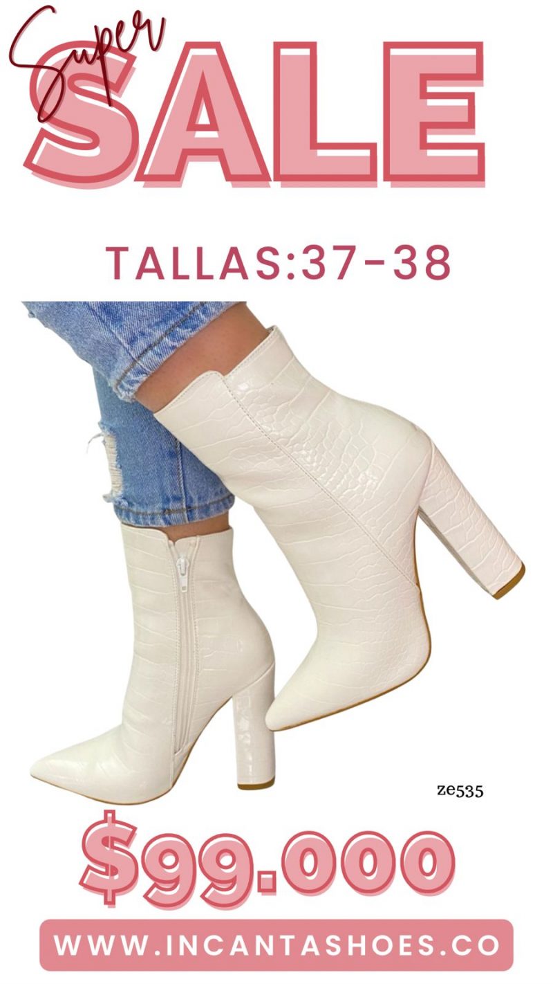 Botin blanco textura tacon 11Cm WAXWELL