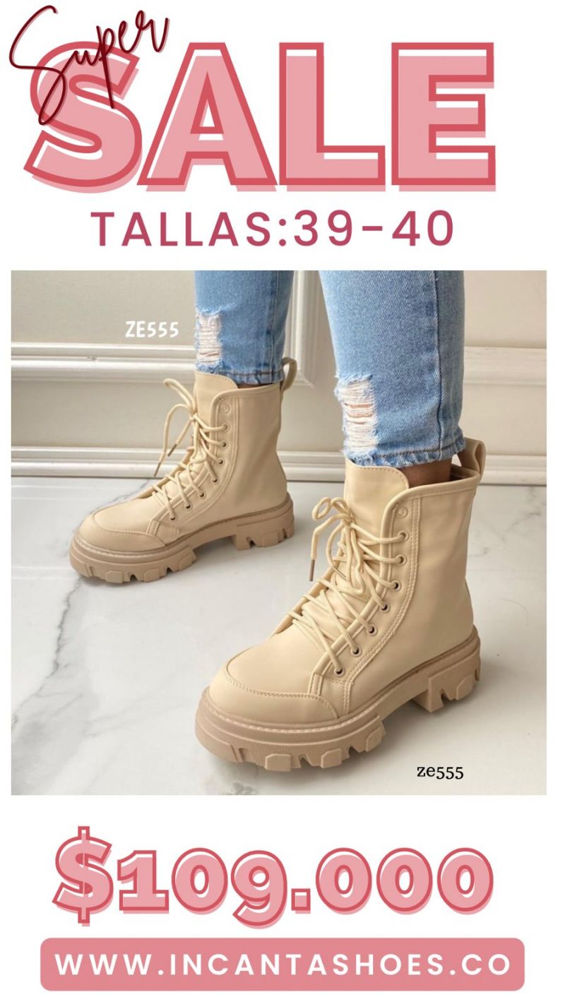 Botin beige suela 3cm  F736-1