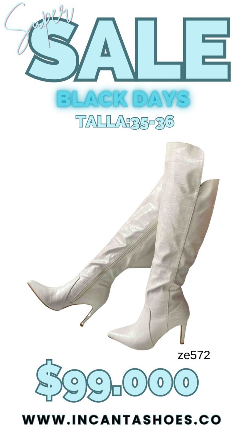Bota caña larga blanca textura tacon 10cm SV-S1X1128-21