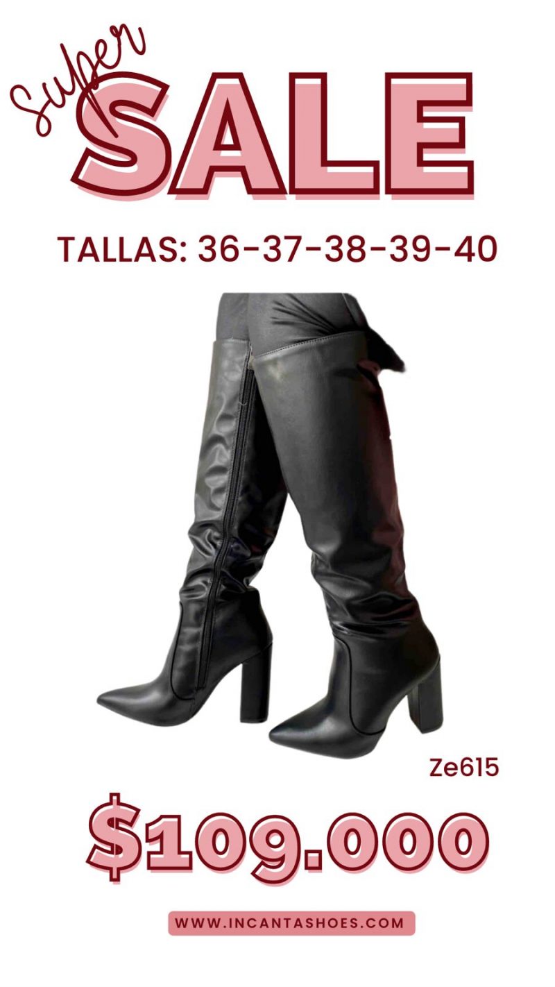 Bota caña larga negra tacon 11Cm X8056