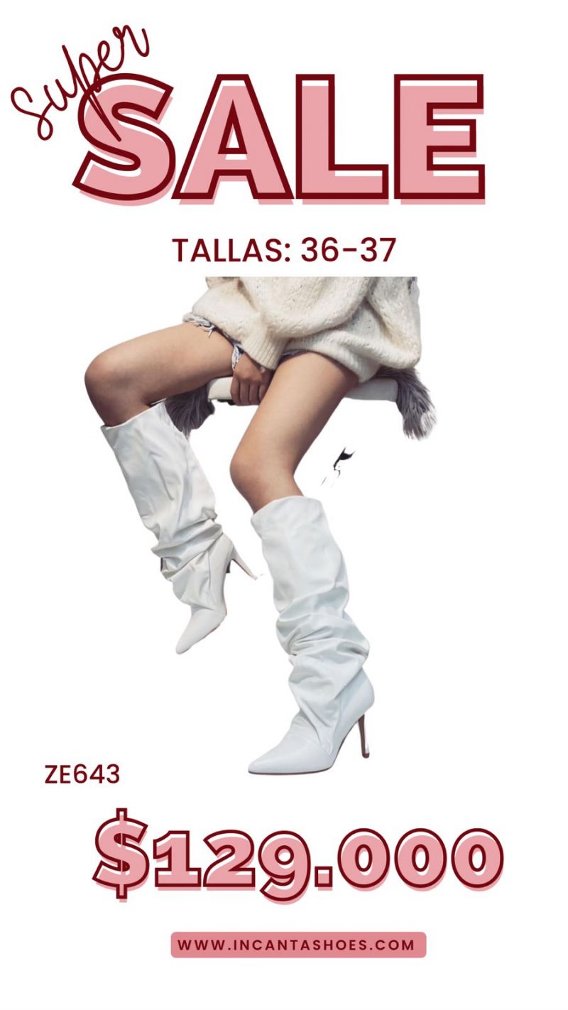 Bota blanca caña alta tacon 8cm  2G2A-X2758-18