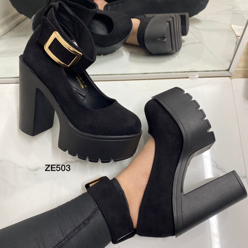 Zapato negro gamuza tacon 12Cm 2119-15 - Image 3