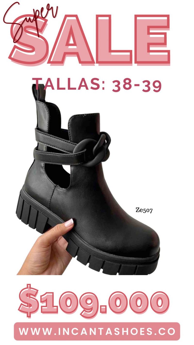 Botin negro suela 3cm   RQ426