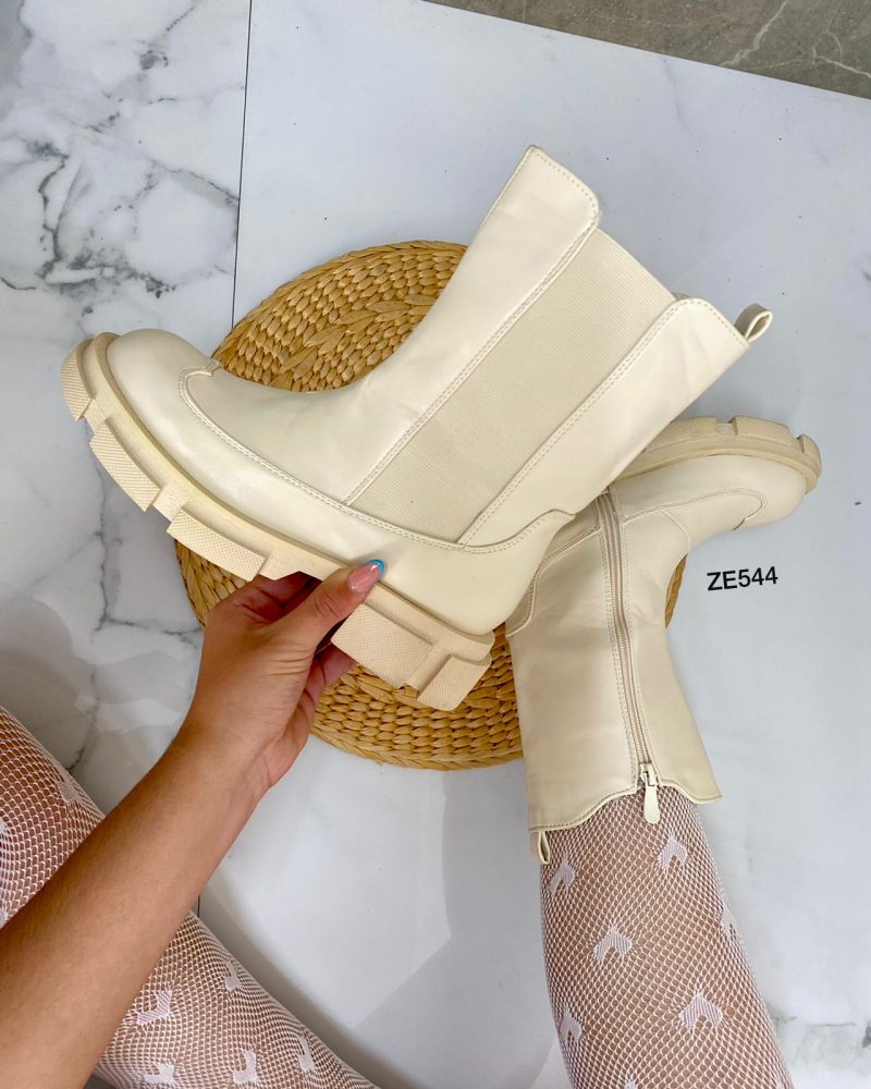 Botin beige cierre lateral suela 3cm  YZ21-07 - Image 2