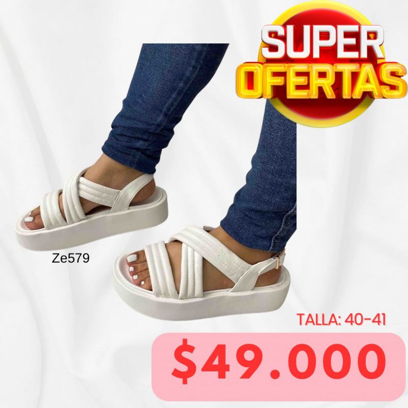 Sandalia blanca suela 3cm  2259