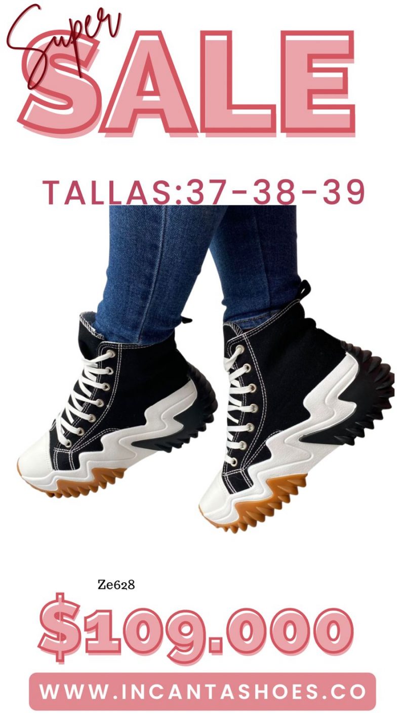 Tenis negro suela 5cm  2H0-YD2114-03