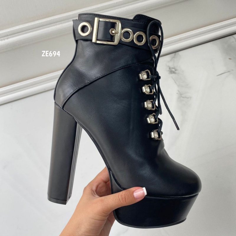 Botin negro tacon 12 cm   KSL221 - Image 3