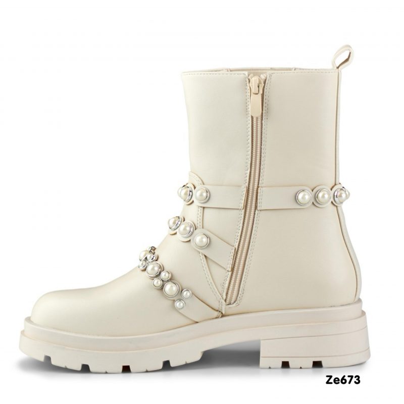 Bota beige aplique perlas suela 3cm  522 - Image 2