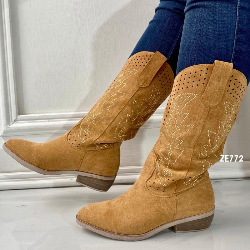 Bota texana café tacon 3cm   8582A   C2