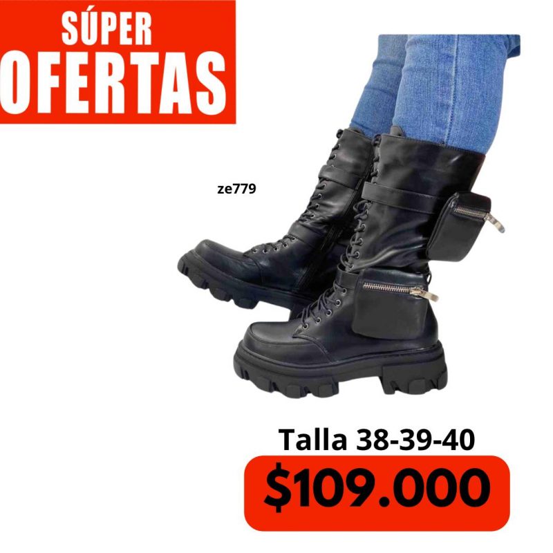 Bota negra con monedero suela 4cm  HK57  C9