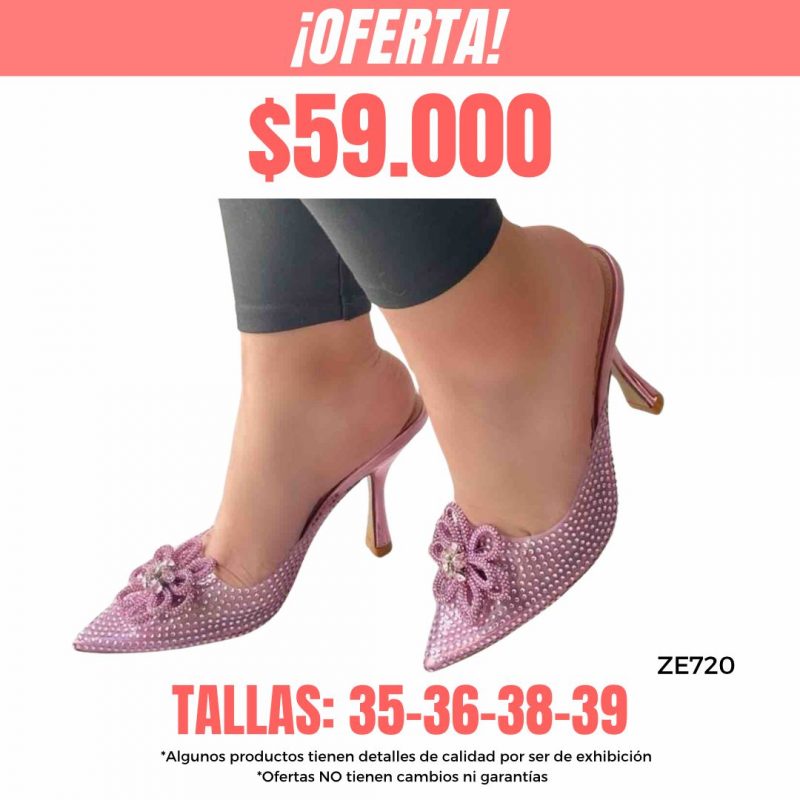 Tacon rosa apliques  10cm   P-1237   C3