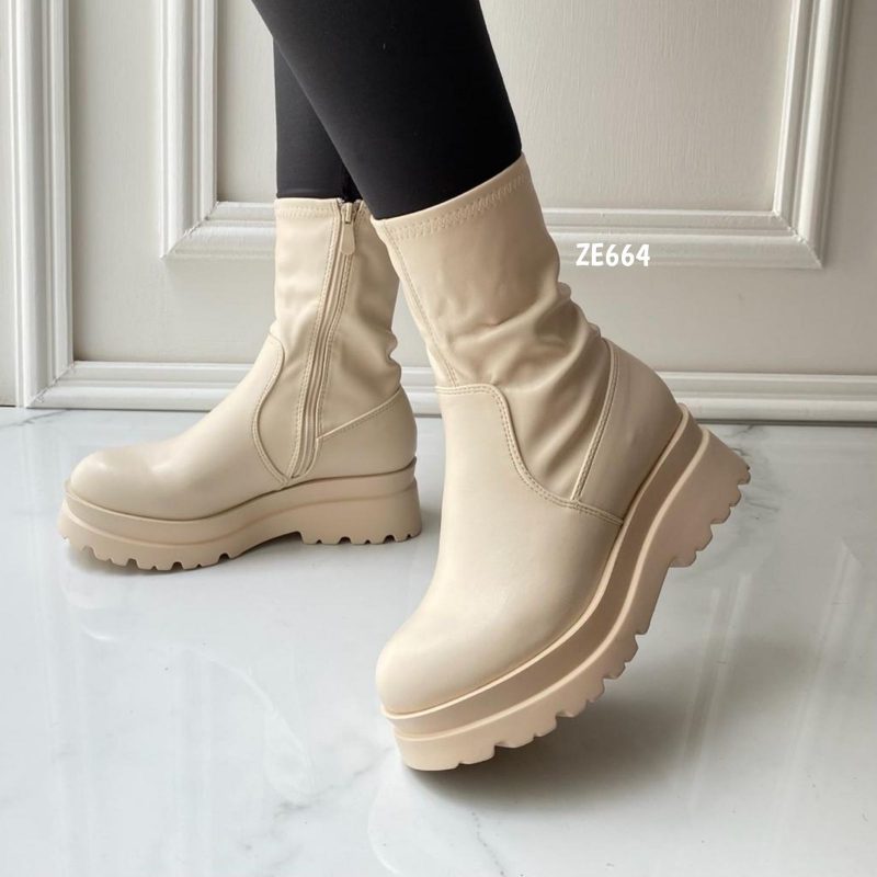 Botin beige suela 4cm  B-688