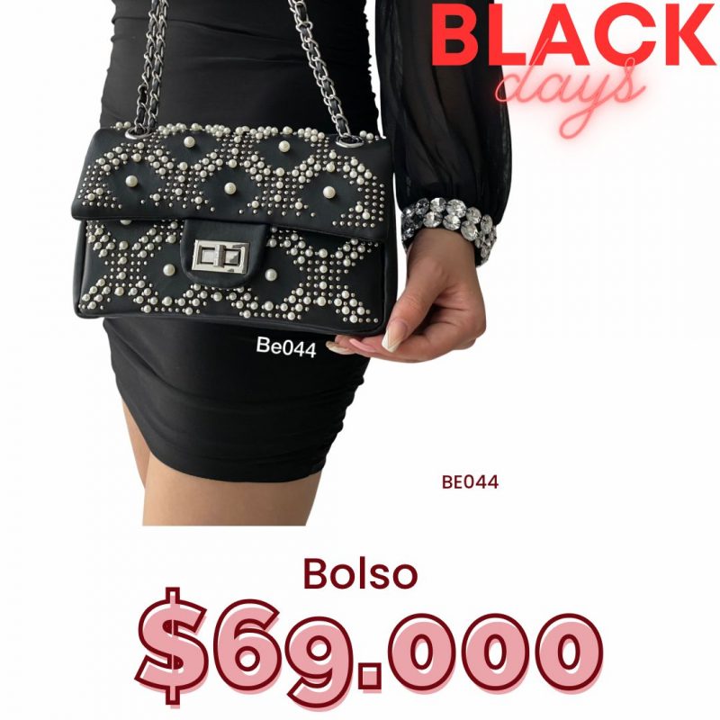 Bolso negro apliques 22Cm*14m 6611-36