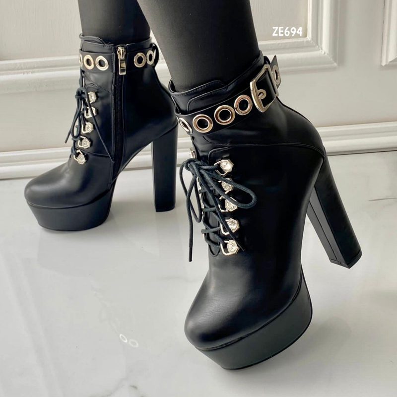 Botin negro tacon 12 cm   KSL221 - Image 2