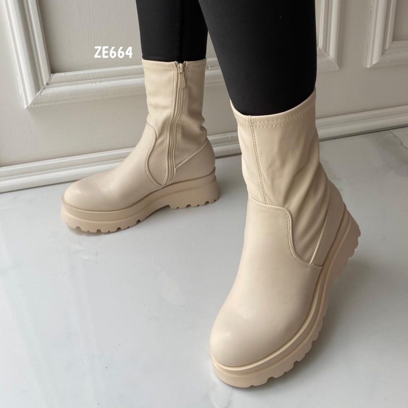 Botin beige suela 4cm  B-688 - Image 2