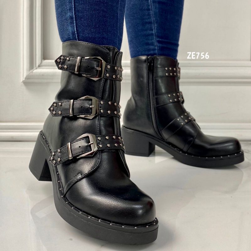 Botin negro apliques tacon 5cm  CZ835   C12 - Image 2